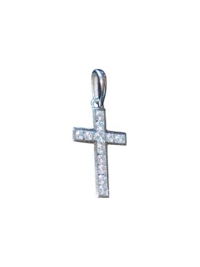 18ct White Gold Diamond Cross Pendant