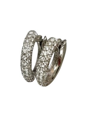 Leo Pizzo 18ct White Gold Diamond Hoop Earrings
