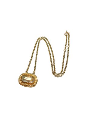 Georgian Gold Tablet Rock Crystal Pendant Necklace