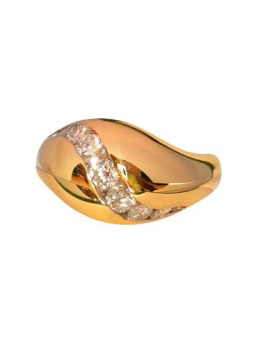 18ct Yellow Gold Diamond Bombe Ring