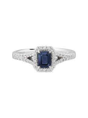 18ct White Gold Sapphire & Diamond Ring - Size J1/2