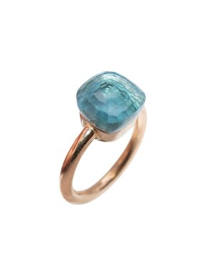 Pomellato Yellow Gold Light Blue Topaz Nudo Ring