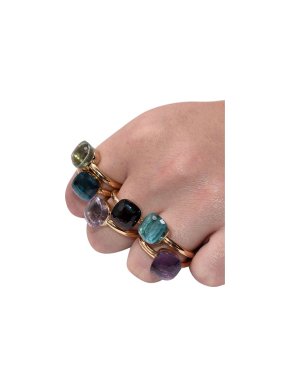 Pomellato Yellow Gold Deep Blue Topaz Nudo Ring