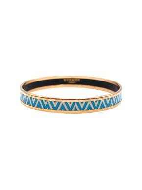 Hermes Blue Yellow Gold Bangle