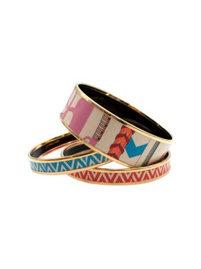 Hermes Pink  Cream Blue Wide Bangle