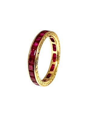 14ct Yellow Gold Ruby Eternity Ring - Size M 1/2