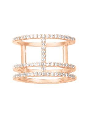 APM Monaco Rose Gold Crystal Croisette Ring - Size 54