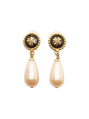 Chanel Vintage Clip On Faux Pearl Earrings
