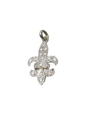 Sydney Evan 14ct White Gold Diamond Fleur de Lis Pendant