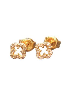 14ct Rose Gold Diamond Clover Earrings