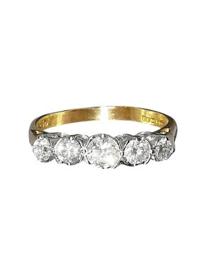 18ct Yellow Gold 5 Stone Diamond Ring - Size L