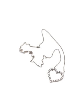 18ct White Gold Round Cut Diamond Heart Pendant Necklac