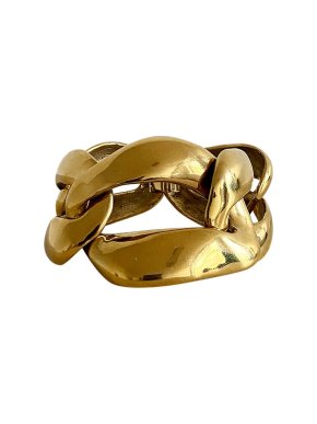 Saint Laurent Gold Tone Chunky Chain Link Cuff Bracelet