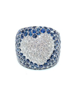 Pasquale Bruni White Gold 5.25ct Sapphire & 1.25ct Diamonds Heart Ring