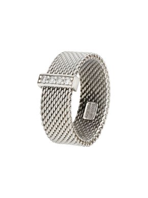 Tiffany & Co. Sterling Silver & Brilliant Cut Pave Diamond Somerset Ring