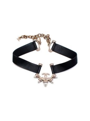 Chanel Faux Pearl & Strass Spiked CC Choker Necklace
