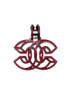 Chanel Red Crystal Embellished CC Clip On Earring/Pendant