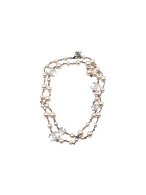 Chanel Crystal CC and Faux Pearl Long Necklace