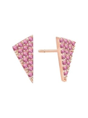 Rachel Katz 14kt Rose Pink Sapphire Triangle Stud Earrings