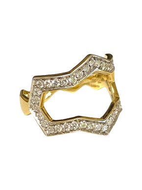 Ara Vartanian 1ct Diamond Yellow Gold Zigzag Ring - Size O