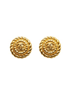 Chanel CC Gold Tone Clip On Earrings