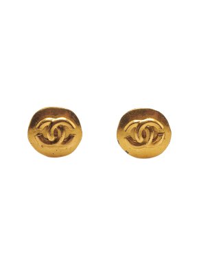 Chanel CC Gold Tone Clip On Earrings