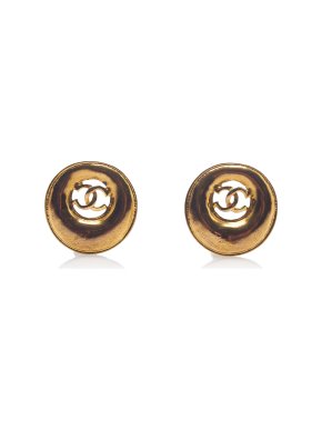Chanel CC Gold Tone Clip-on Earrings