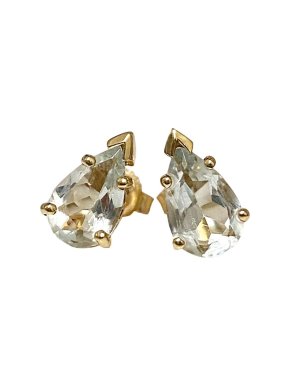 9k Gold 0.60ct Pear Aquamarine Earrings