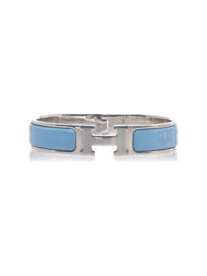 Hermes Silver Tone Clic Clac H Enamel Bracelet