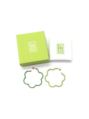 Bea Bongiasca Lime & Green Two Tone Large Flower Power Earrings