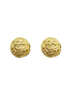 Chanel CC Clip On Gold Tone Earrings