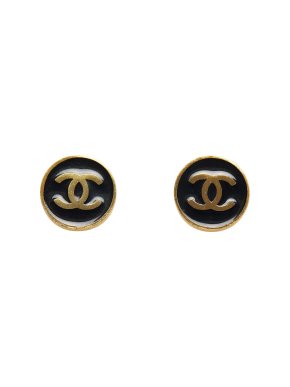 Chanel CC Clip On Gold Tone Earrings