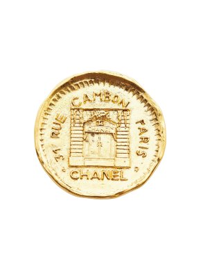 Chanel Vintage 31 Rue Cambon Hammered Medallion Brooch