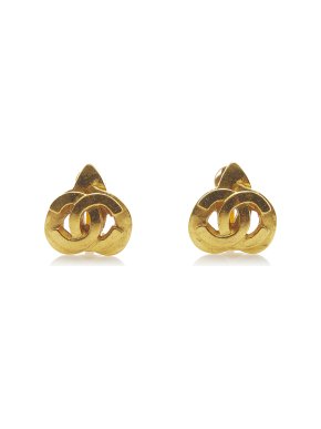Chanel CC Gold Tone Clip On Earrings