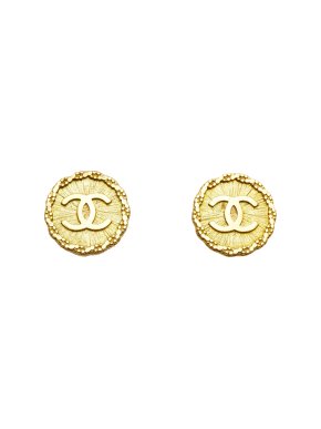 Chanel CC Clip On Gold Tone Earrings