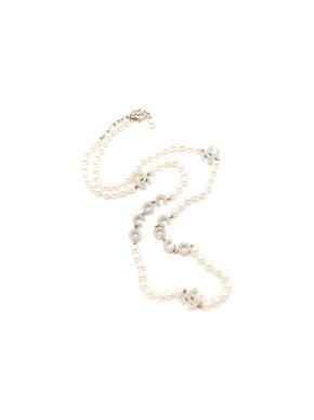 Chanel Faux Pearl Coco & CC Station Necklace