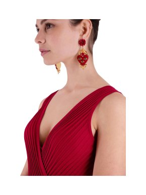 Dolce & Gabbana Embellished Heart Floral Drop Earrings