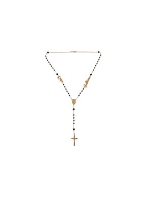 Dolce & Gabbana Gold Tone Beaded Rosary Style Necklace