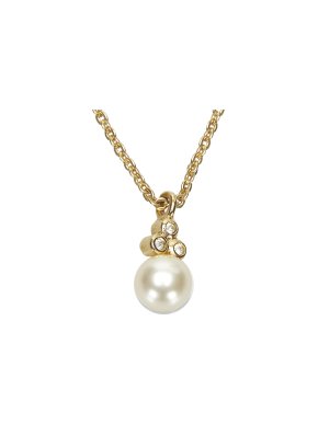 Dior Faux Pearl Gold Tone Pendant Necklace