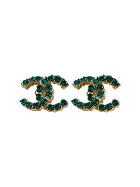 Chanel Turquoise Crystal Embellished CC Earrings