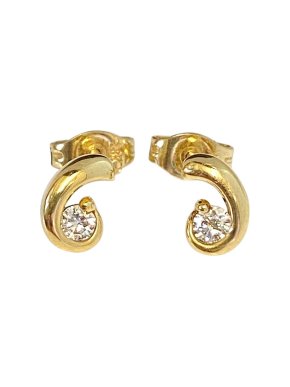 18ct Yellow Gold Diamond Swirl Earrings
