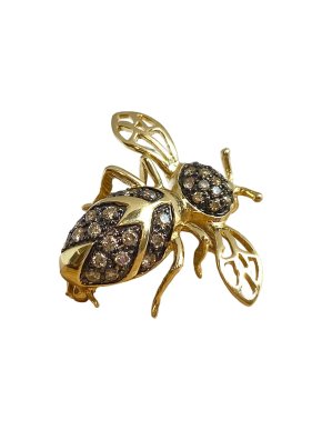 18ct Yellow Gold Diamond Bee Brooch
