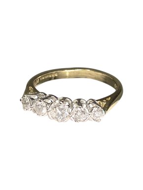 18ct Yellow Gold 5 Stone Diamond Ring - Size L