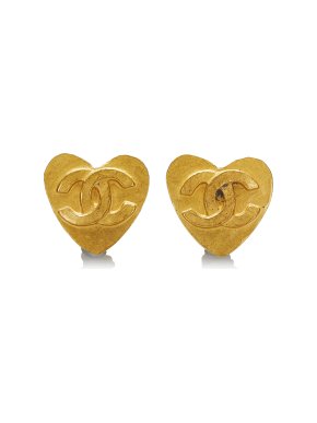 Chanel CC Gold Tone Clip On Earrings