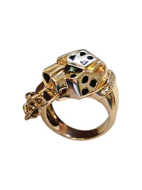 Yellow Gold & Enamel Panther Ring