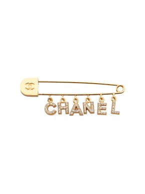 Chanel Crystal Embellished Gold Tone Pin Brooch
