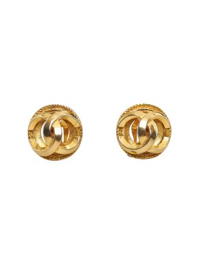 Chanel Gold Tone CC Clip-on Earrings