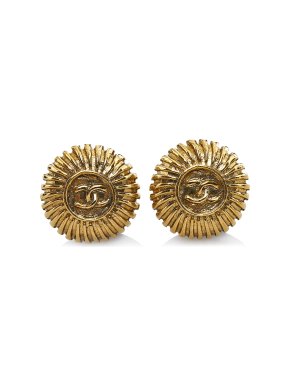 Chanel Gold Tone CC Clip-on Earrings