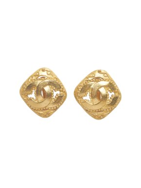 Chanel Gold Tone CC Clip-On Earrings