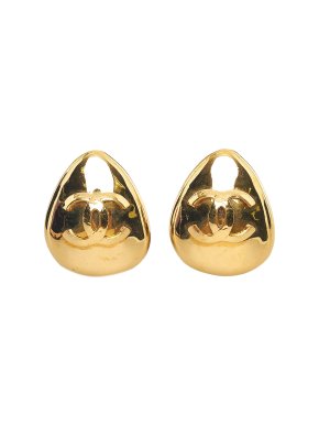 Chanel Gold Tone CC Clip-On Earrings